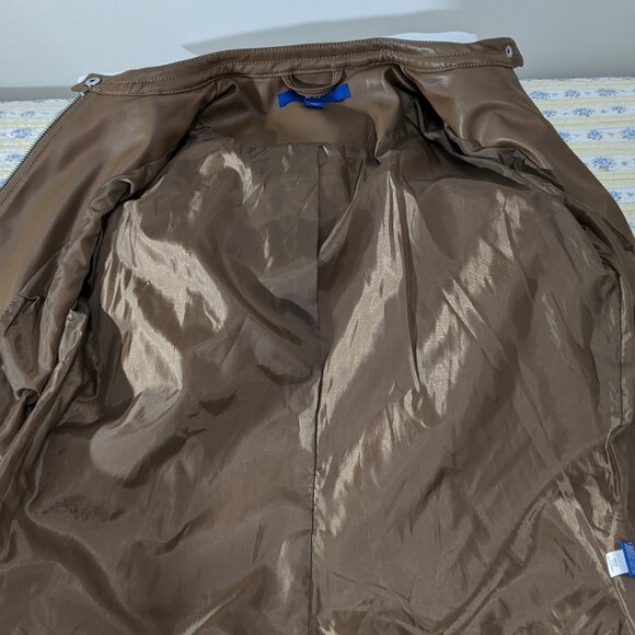 New APT 9 Women's Faux Brown Leather Jacket Moto Biker Coat Size Small Zip Front - Picture 11 of 13